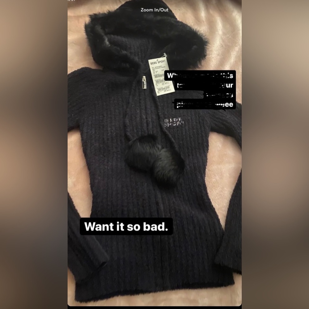 ISO!! BEBE SPORT FUR RHINESTONE ZIP UP